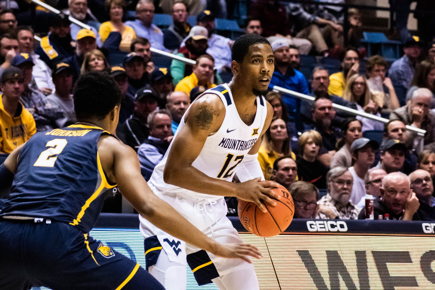 Taz Sherman gets ready to run a play against Northern Colorado on Nov. 18, 2019 at the WVU Coliseum.